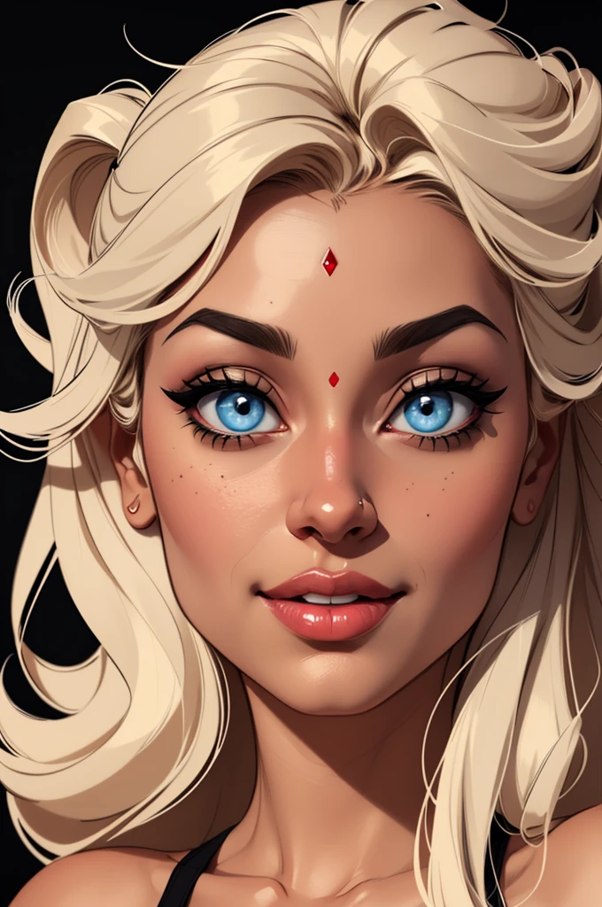 (cartoon style:1.2), Drawings of ([Sonali Sinha]), perfect eyes, detailed face, black background, fun posing, flirty look, Centered, scale to fit the dimensions