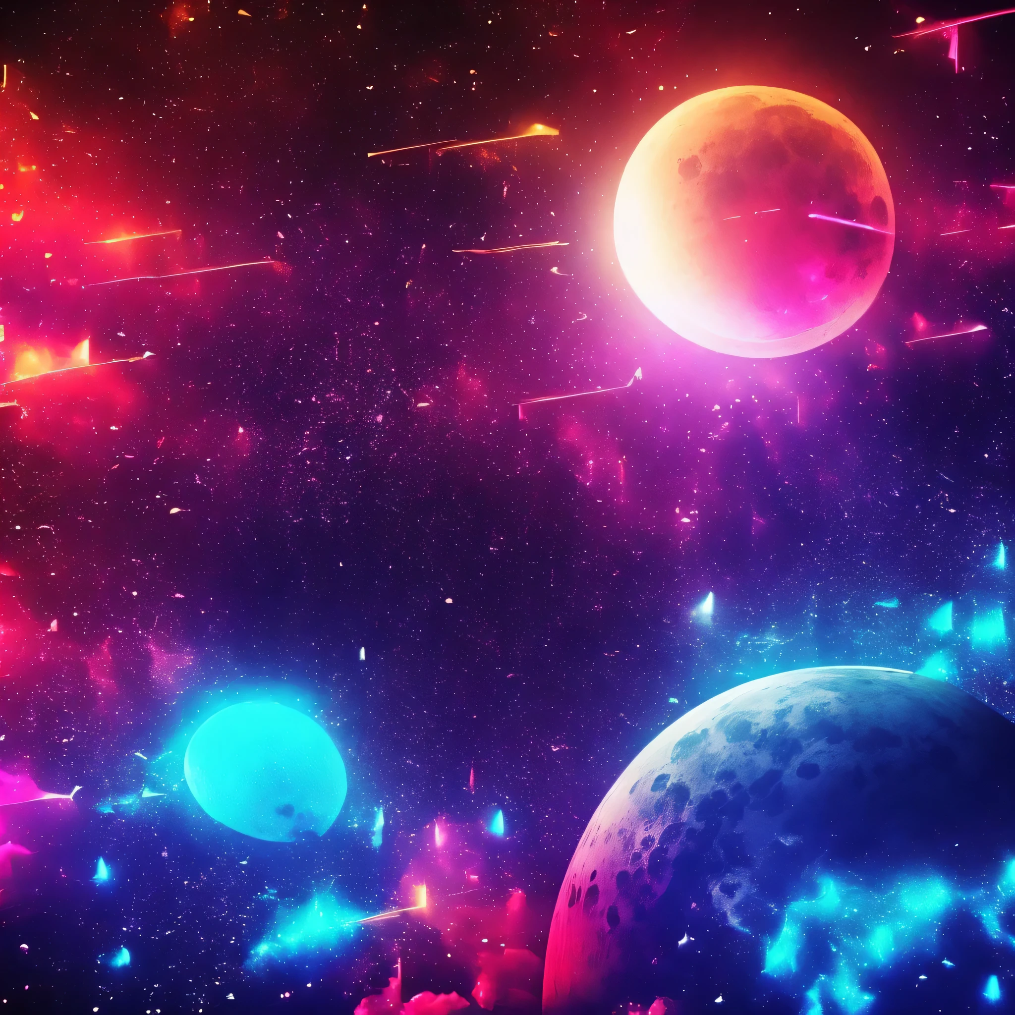 Good Bye Earth & Moon, Neon Farben, Melodic Techno, pulsierende Beats, Magic Mushrooms, lebendige Farben