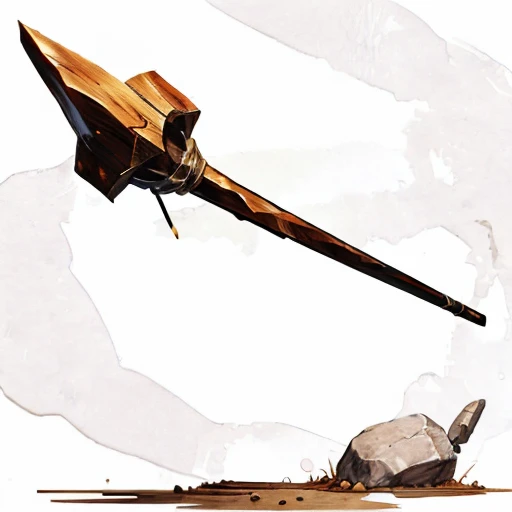 Wooden Stake - When placed into the ground, the stake creates a force field that nothing can penetrate for one day., MagicItem_v1, (white background), fullshot