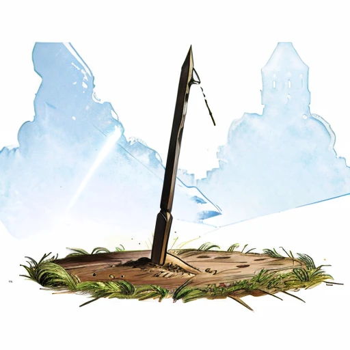 Wooden Stake - When placed into the ground, the stake creates a force field that nothing can penetrate for one day., MagicItem_v1, (white background), fullshot