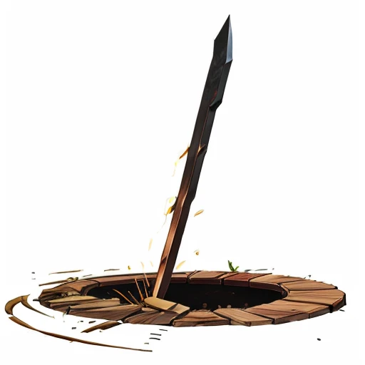 Wooden Stake - When placed into the ground, the stake creates a force field that nothing can penetrate for one day., MagicItem_v1, (white background), fullshot