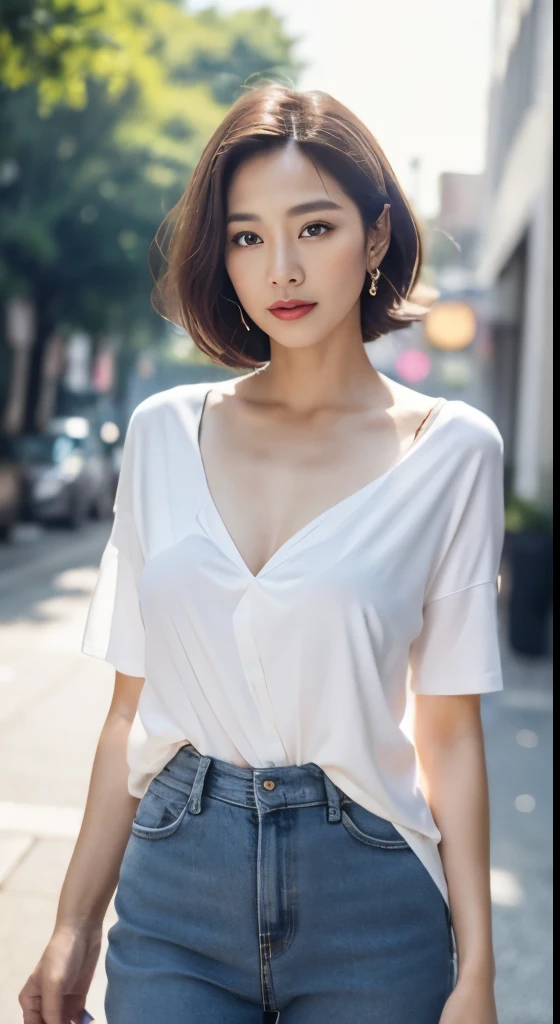 A mature Korean mom named Jinju, at the age of 45, still maintains a slim figure with her breast. (Hyper-realistic, Ultra detailed: 1.4)
She wear a semi formal outfit to go to shopping centre, earring, afternoon light
(Best quality, 8k, masterpiece: 1.3)
Sharp focus: 1.2
1 woman
Mature beauty: 1.4
Small breasts: 1.3
Happy face: 1.1
