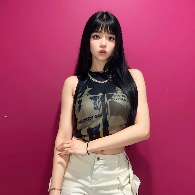 araffe woman with long black hair and a black top, jossi of blackpink, portrait of jossi of blackpink, roseanne park of blackpink, lalisa manoban of blackpink, she has black hair with bangs, jaeyeon nam, lalisa manobal, jinyoung shin, jisoo from blackpink, with full bangs, with bangs, jisoo of blackpink, natty of kiss of life