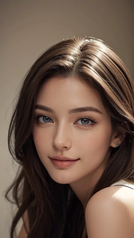 21-year-old glamorous Scandinavian model, ojos detallados, eyelashes, Frente, cabello corto, pelo rubio, mirando al espectador, Sonrisa
