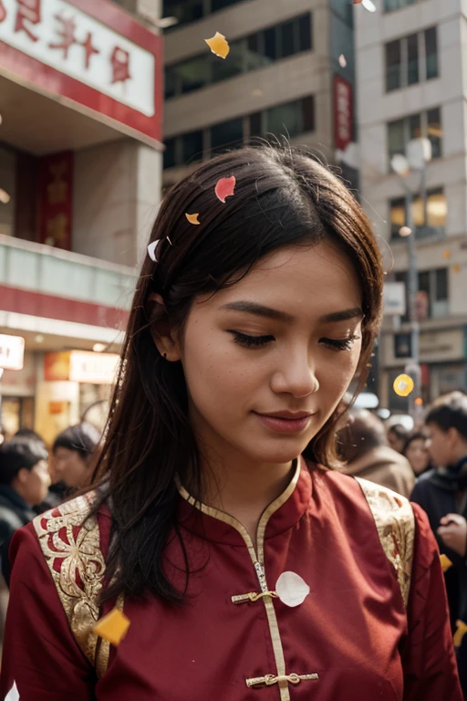 confetti during a chinese new year celebration