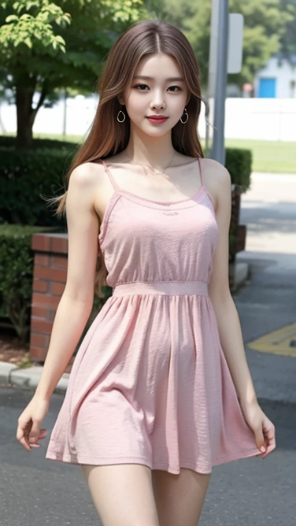 1 girl, 20 years old, cute、、big breasts、、rift, Off shoulder t-shirt, Blush、happy smile, messy hair、revealing clothes、open clothes、collarbone、 delicate、bird's eye view、Highest quality、HD, 16ก, Extra resolution.realistic:1.4 , UHD