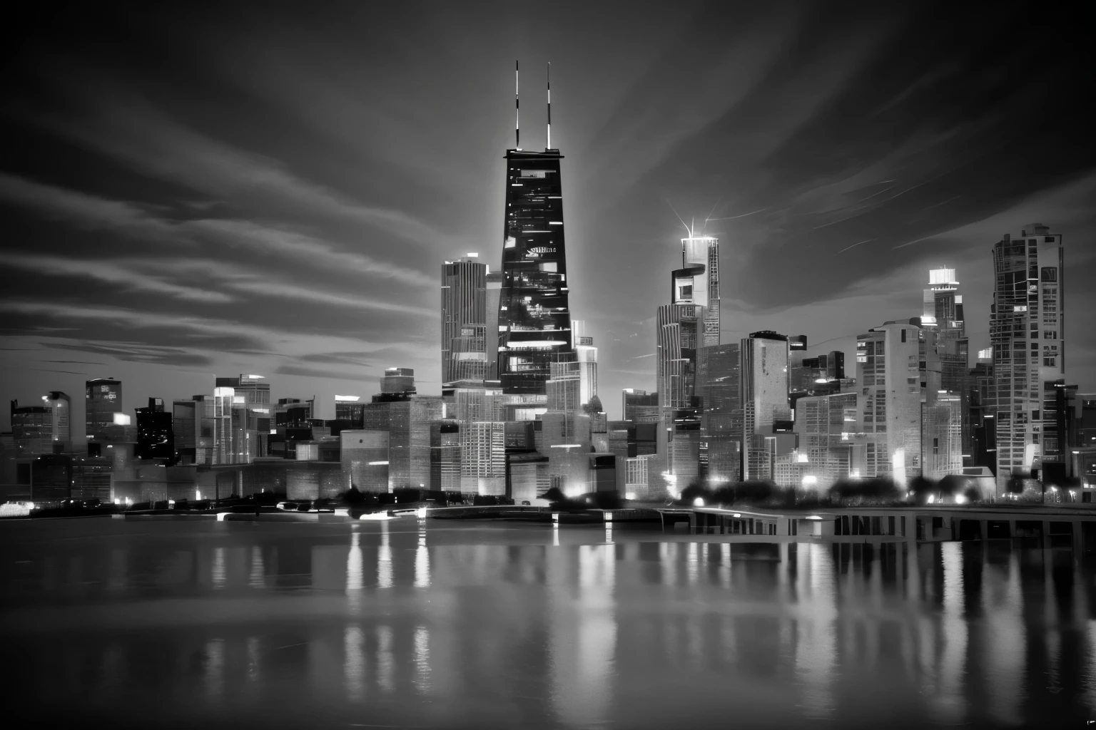 highb resolutio hd image chicago skyline black and white