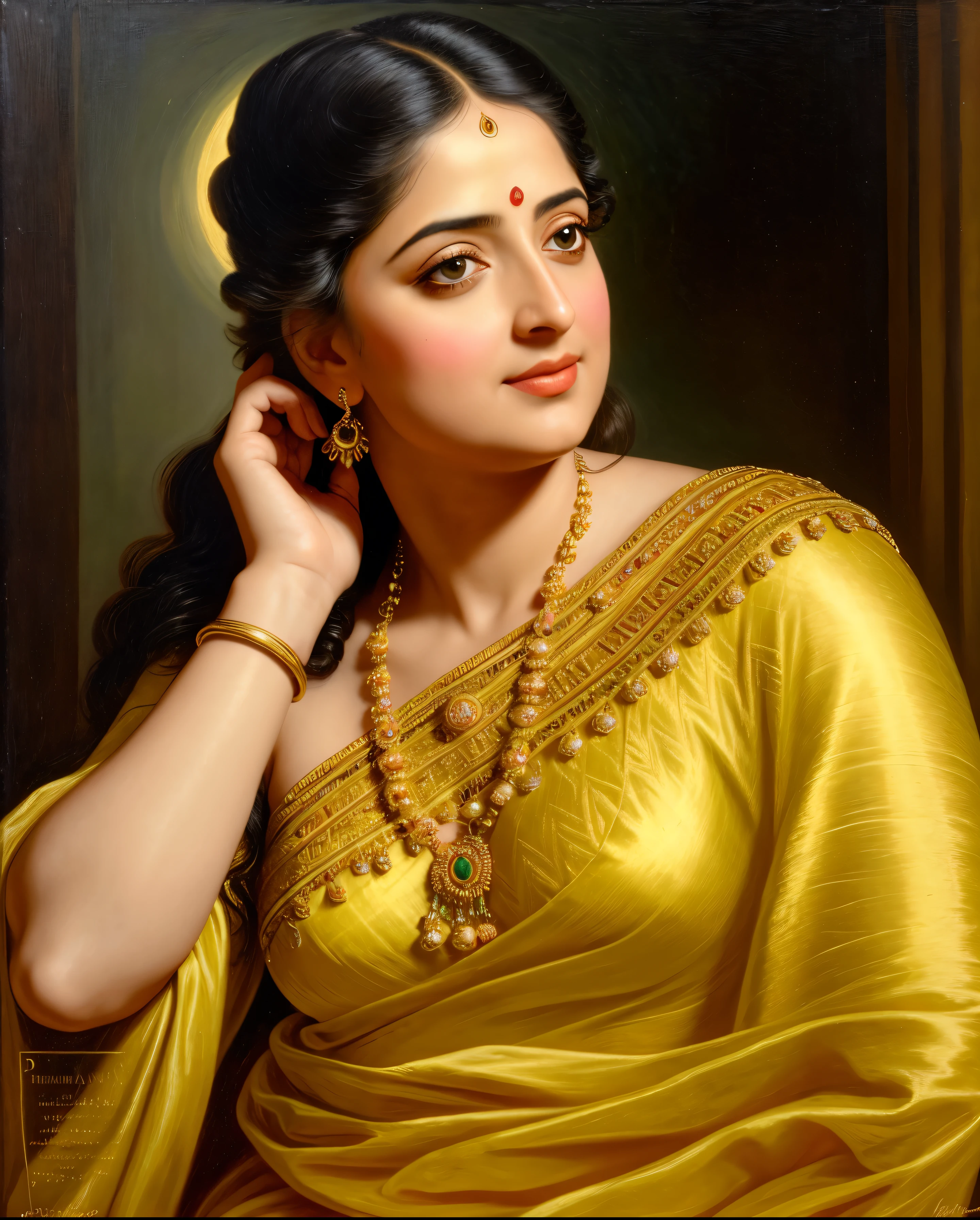 Looks like Anushka Shetty, Masterpiece, Best quality, high clarity eyes, beautifully styled hair, critically flawless,sharp picture, Full portrait, High pixels, perfect face, perfect eyes, beautiful face, perfect hands,perfect fingers, in Peter Paul Rubens style, by Peter Paul Rubens, baroque style, acrylic on canvas, highly detailed, description: "Create a nymph inspired by the tales of Greek or Roman mythology, embodying the essence of a natural element or location, and possessing a unique ability or trait that sets her apart."