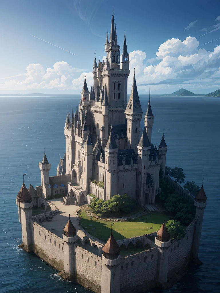 (((masterpiece、Highest image quality、highest quality、highly detailed unity 8kwallpaper)))、fantasy、Abandoned castle on a lonely island、tower