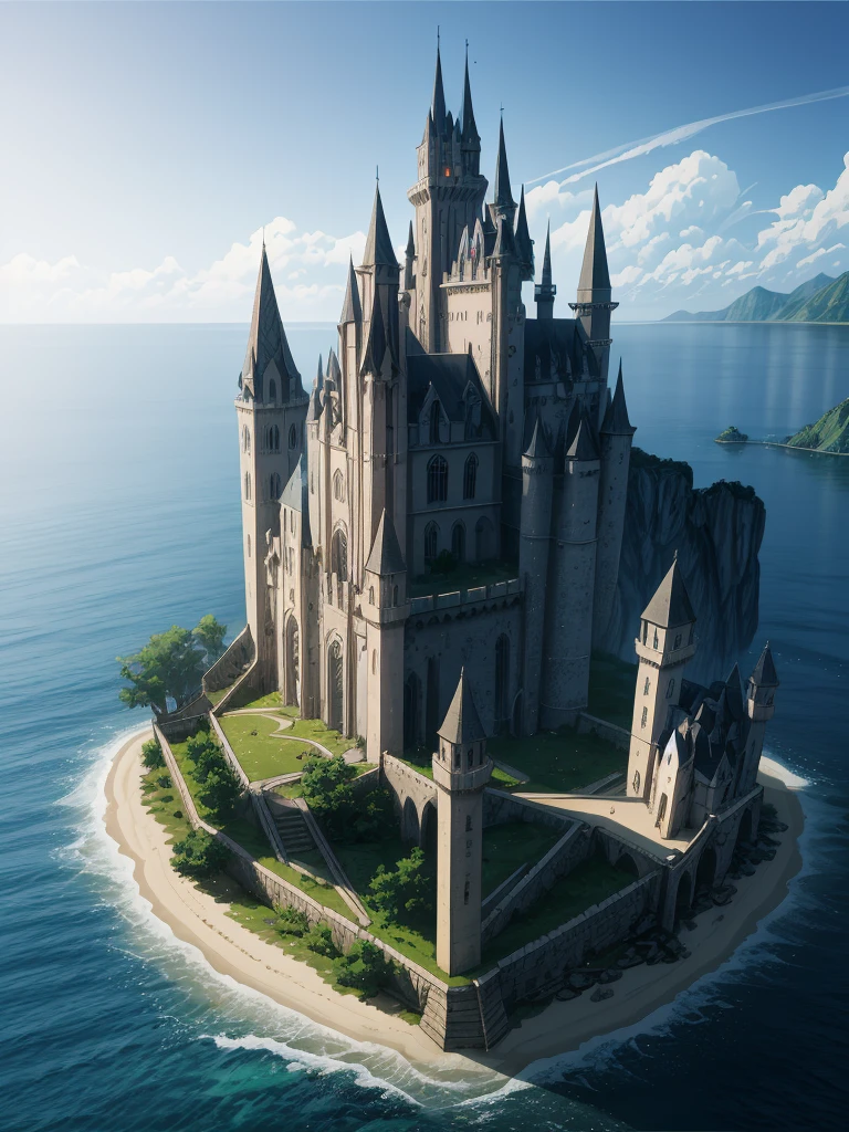 (((masterpiece、Highest image quality、highest quality、highly detailed unity 8kwallpaper)))、fantasy、Abandoned castle on a lonely island、tower