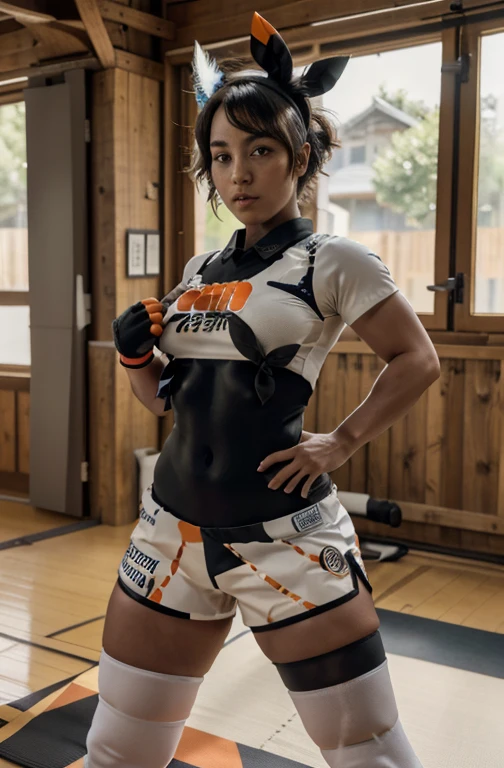 Arav woman in diving suit posing on wooden floor, Bras and shorts streetwear, Sports Fashion Photography, Sports and shorts, Hero Muay Thai Stance, mma left-handed stance, shorts, Sports and shirts, Mina Petrovich, mandy jurgens 8 k 1 5 0 mpx, short and small, Victoria Gavrilenko