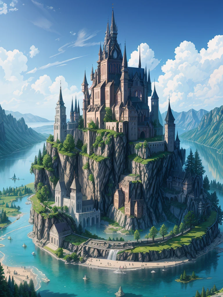 （（（masterpiece、Highest image quality、highest quality、highly detailed unity 8ｋwallpaper）））、（（fantasy））、monastery on the lake
