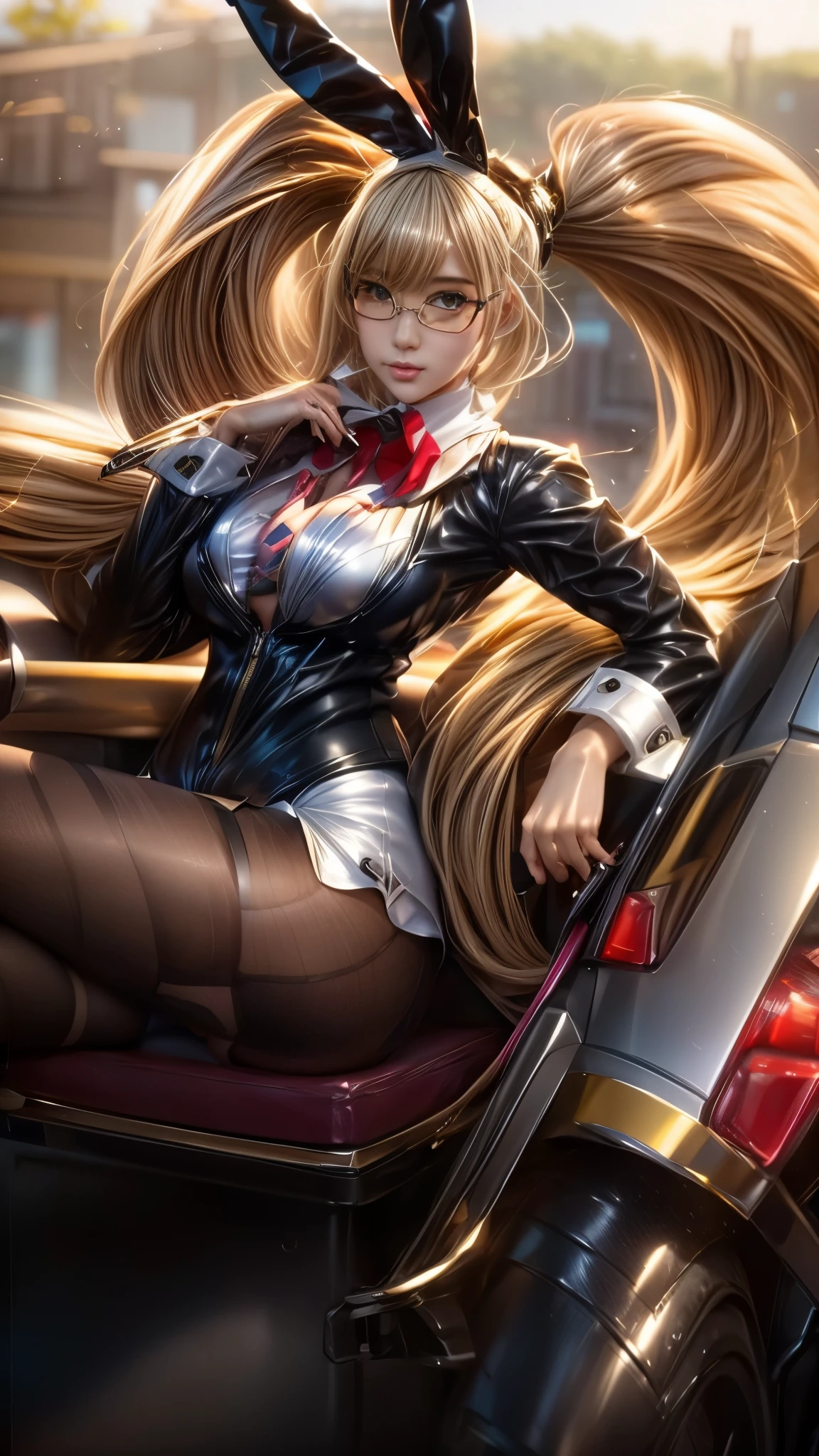 a close up of a woman in a bunny suit sitting on a motorcycle, kda, extremely detailed artgerm, style artgerm, by Yang J, ig model | artgerm, splash art anime , cushart krenz key art feminine, style league of legends, artgerm style, artgerm on artstation pixiv