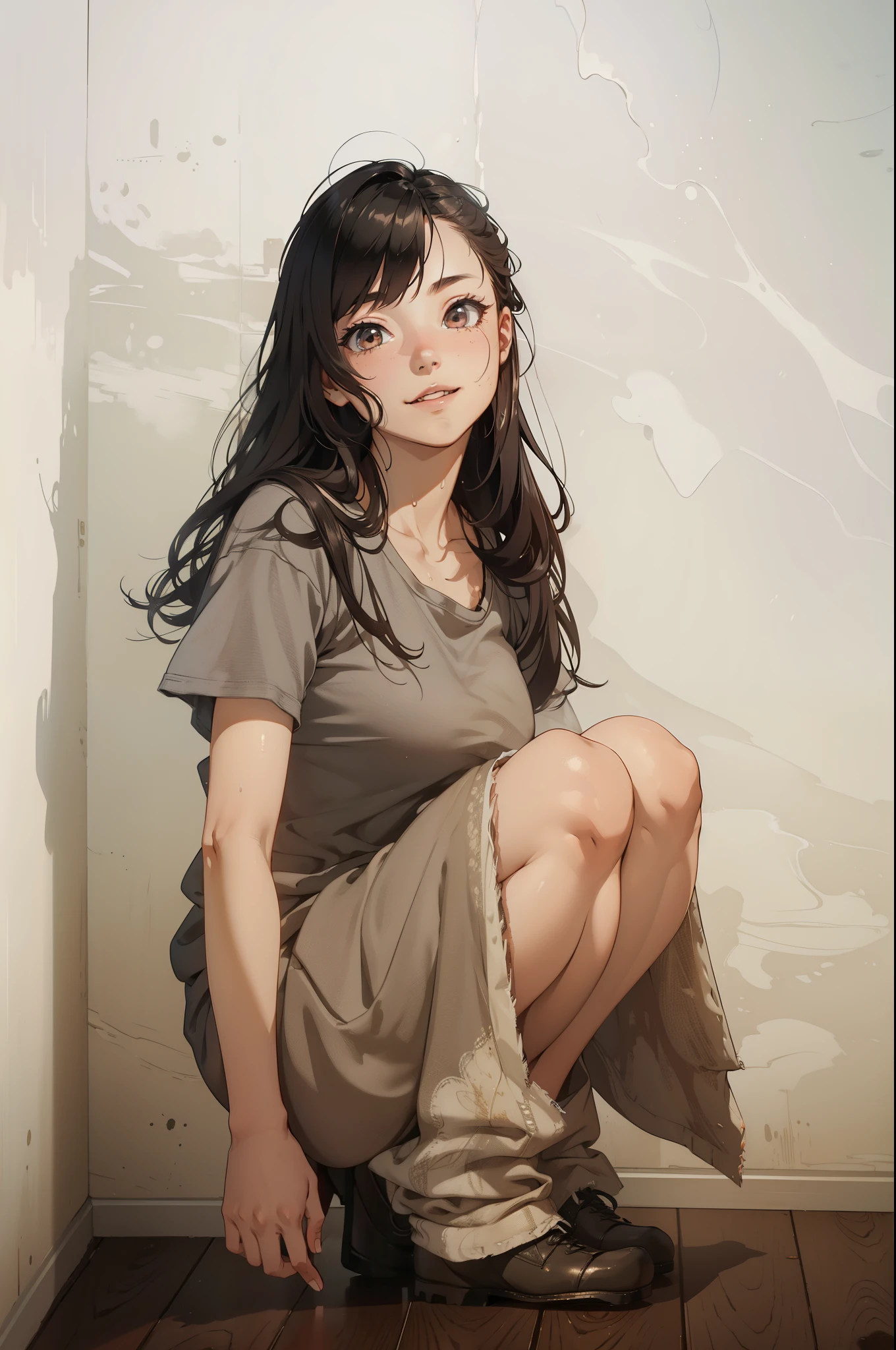 (masterpiece, UHD, detailed illustration) 1girl,solo,bare foot,feet focus,sitting
