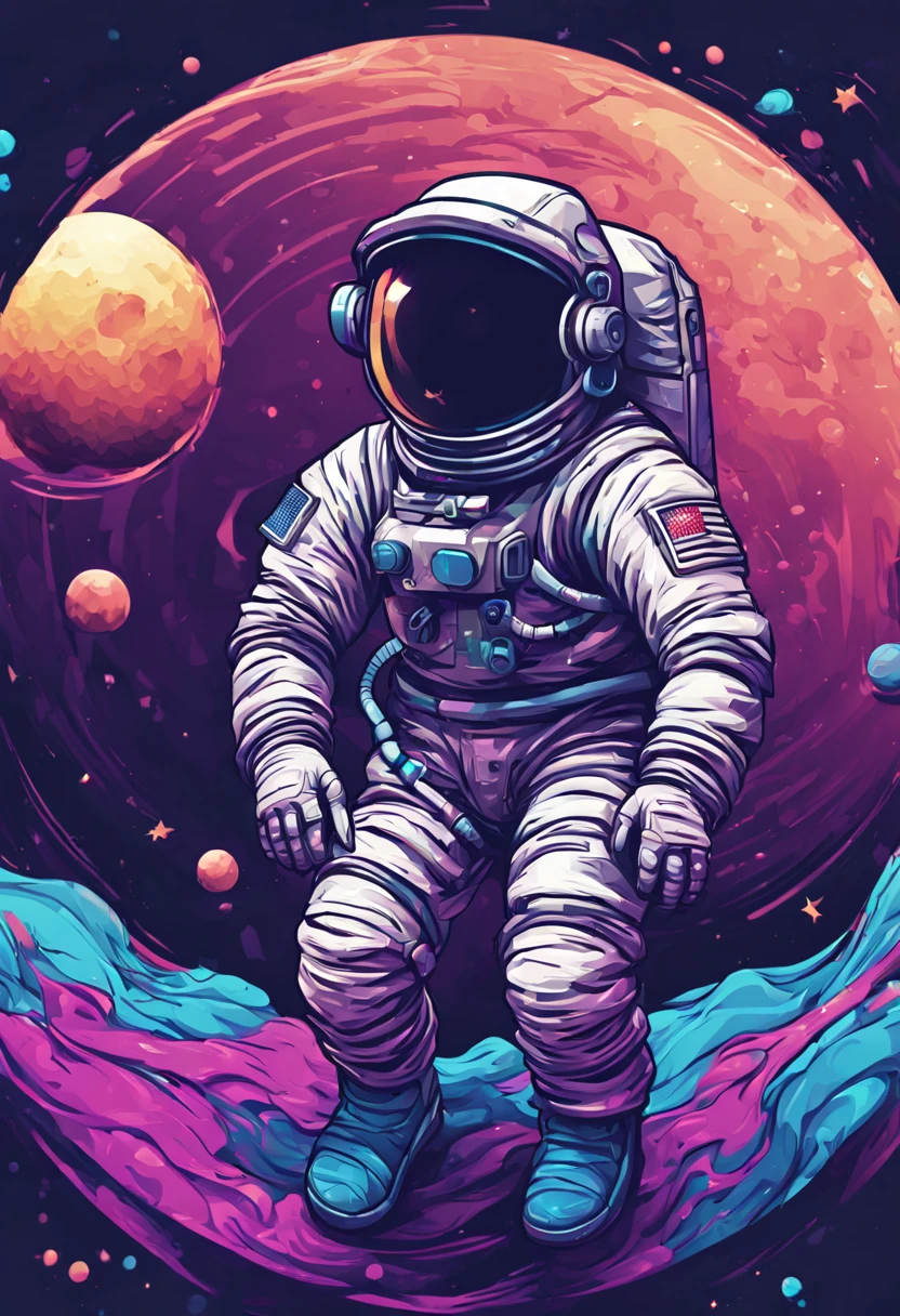 T shirt design astronaut with a moon background break dance illustration , trendy psychedelic , dark magic splash, dark, ghotic, tetradic colors, 3D art, fantasy art, bokeh, Adobe Illustrator, digital painting, low-poly, soft lighting view, isometric style, retro aesthetic, focused on the character, 4K resolution, photorealistic rendering, --aut