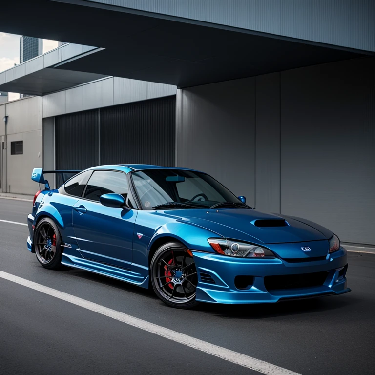 Honda s2000 mixed with Subaru WRX, dark blue, futuristic