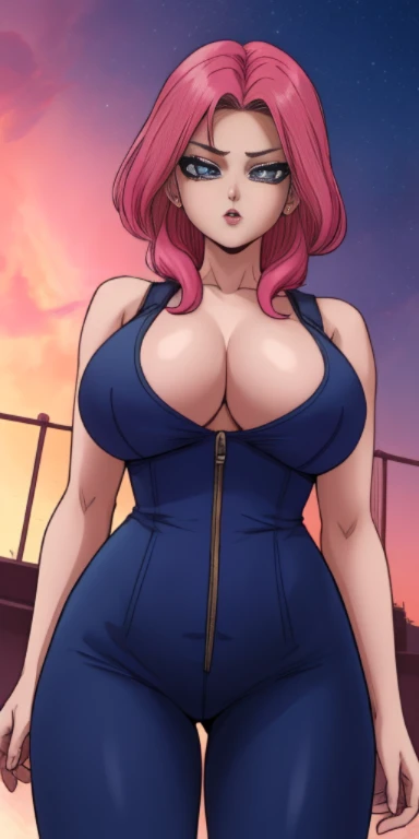 buruma_brief_older, buruma_dbz_futuretimeline, standing, solo, large_breasts, masterpiece, best quality, detailed face, detailed eyes, highres,