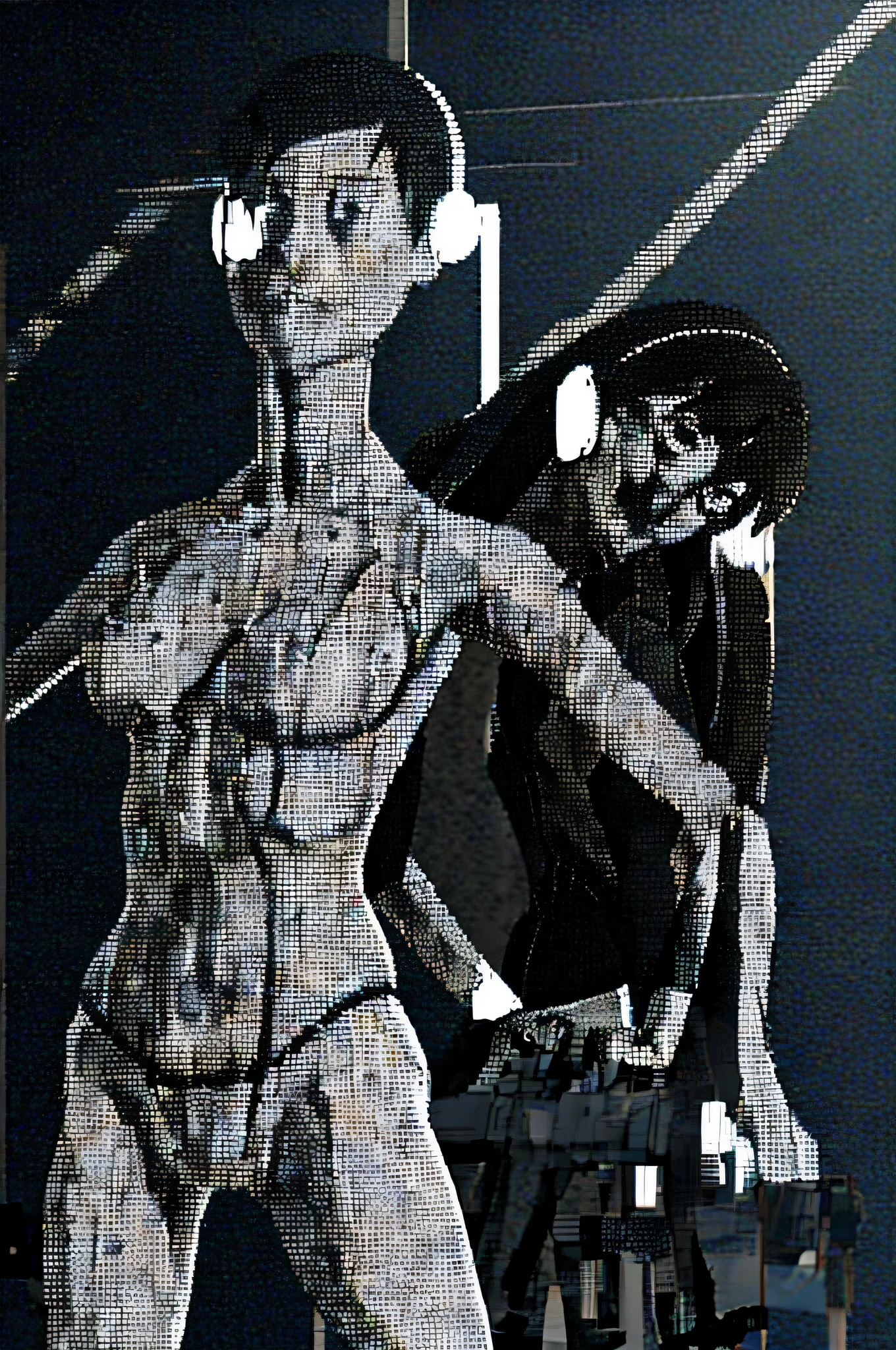 hyper-realistic ultra-surreal stunning minimal couple dancing with a head like insane devices glued to their heads, Super-detailed, Ultra-realistic, Studio Quality, 48k / HD, High Contrast, hyper Realistic Shadows, octane Rendering, Sharp Focus