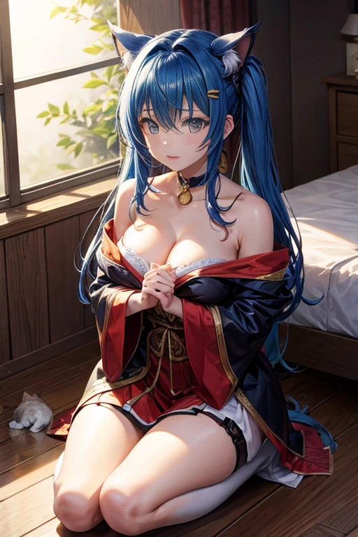 Anime characters sitting on bed,There is a cat in front of him, Today's featured anime stills, anime screenshot, anime girl squatting, 2012年screenshot of animation, animation stills, Still from TV animation, Mushoku Tensei, anime scene, return, anime yulu camp, Anime screenshots, screenshot of animation