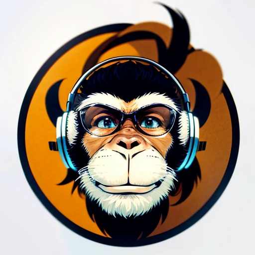 a close up of a monkey face with headphones wearing upside down under his neck, (in style of clay), inspired by Alex Petruk APe, monkey punch, monkey, bored ape, face like monkey, monkeys, in style of monkeybone, in style of primal apes, ape, orange head