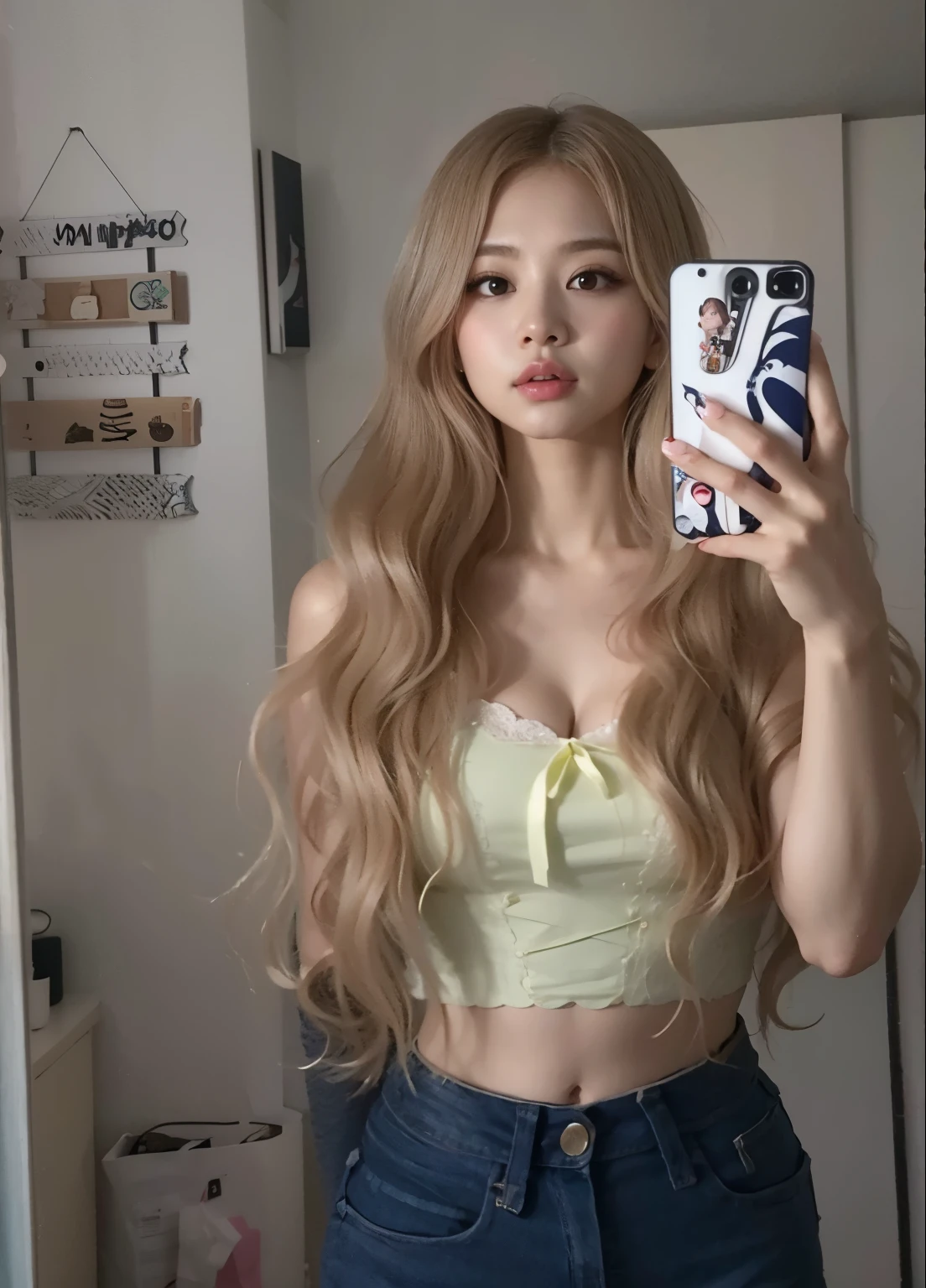 Mulher loira em lingerie branca posando em um espelho, Parque Roseanne do Blackpink, Heonhwa Choe,  coreana jovem bonita, TaeJune Kim, com longos cabelos loiros,  coreana jovem bonita, com longos cabelos brancos, Mulher sul-coreana bonita,  coreana, Jinyoung Canela, Ana Takamaki, Jaeyeon Nam, com longos cabelos brancos, em linho