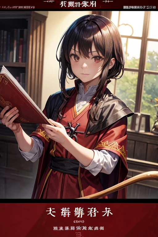 Close-up of a man holding a cane and red curtains, aromatic, wizard t pose, Popular isekai anime, megumin from leaflet, leaflet, shuushuu anime image, semi follower, half fragrance, The failed wizard Chadwick, Still from TV animation, In animation