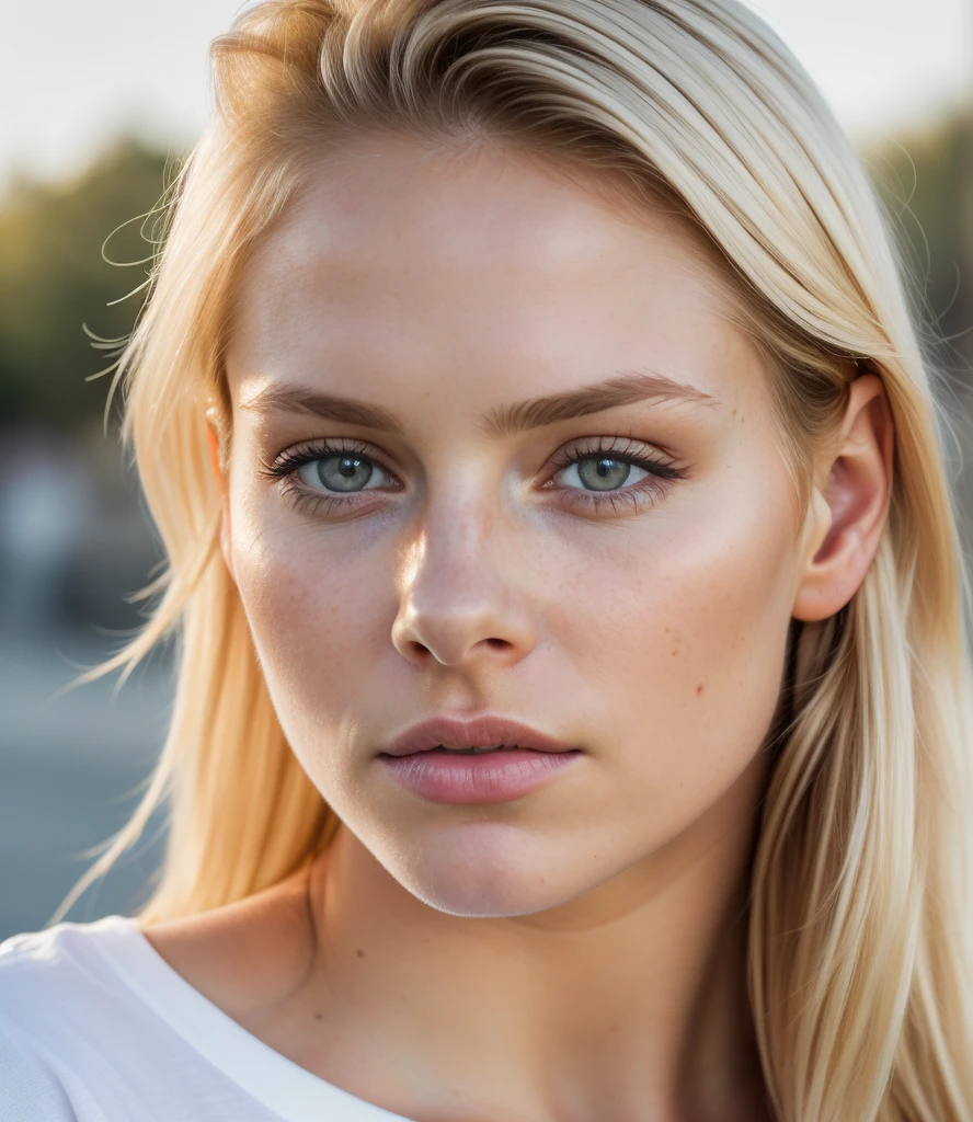 angel, armor gold (masterpiece, best quality, high resolution:1.4), 1girl, angel, skin pores texture, Hair blonde, HD , Photography, movie, cinematic, full Body, Realistic, (8k, RAW photo, best quality, masterpiece:1.2), (realistic, photo-realistic:1.33), best quality, detailed eyes blue, cute,natural lighting, depth of field, film grain, wrinkled skin, sharp, detailed and realistic portrait of a woman ,(freckles:0.5) , outside, wearing a white t shirt, staring at camera, chapped lips, soft natural lighting, portrait photography, magical photography, dramatic lighting, photo realism, ultra-detailed, intimate portrait composition, Leica 50mm,