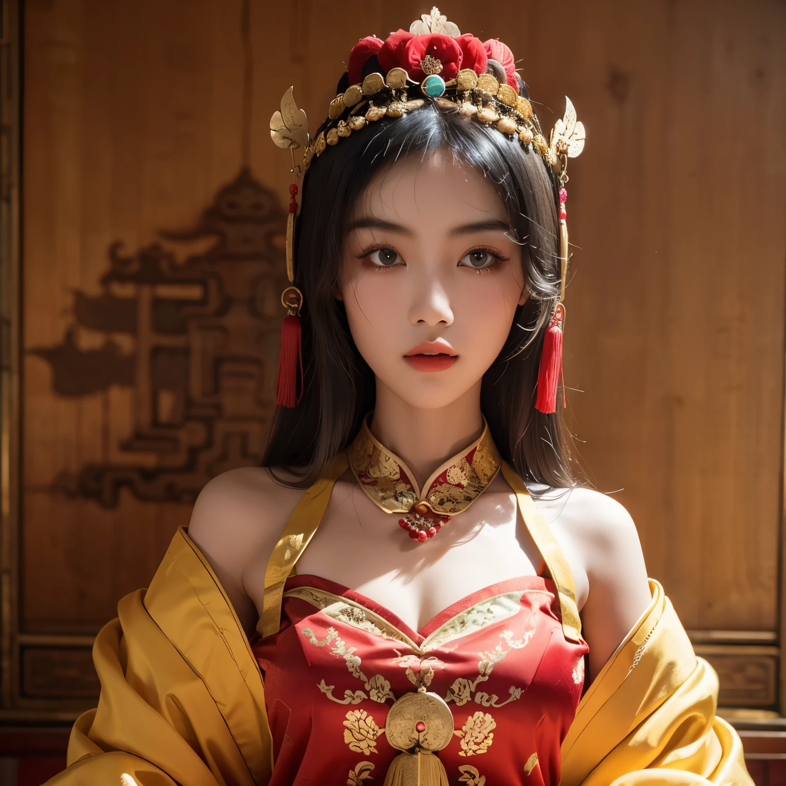 girl,Qing Dynasty imperial concubine dress,Gorgeous headdress