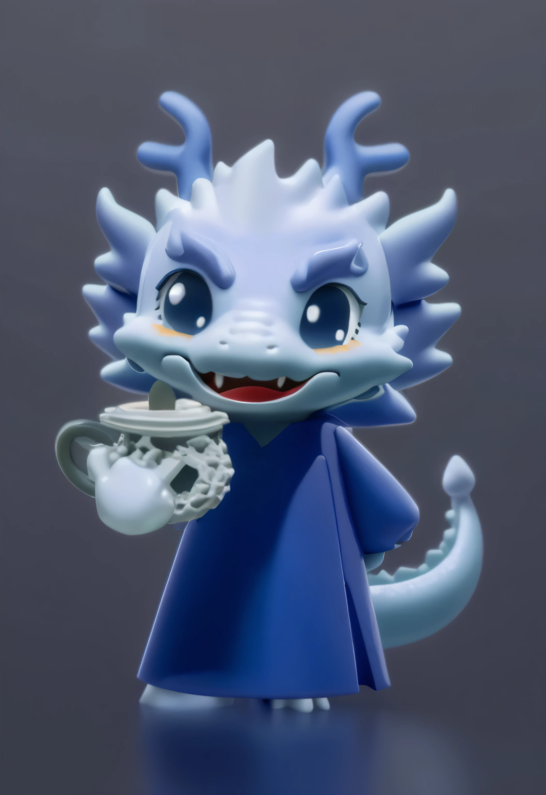 Morandi color matching soft transition natural colorless block color uniform clean Morandi color matching soft color cute character clay material blind box handmade style 3d modeling c4d rendering ultra clear rendering IP image dragon cartoon animation blue dragon