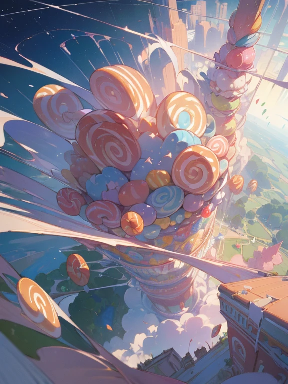 (((masterpiece))),((best quality)),beautiful ,
hyper detailed, highres,
(((candy falls from the sky))),
(magnificent panorama view:1.3),