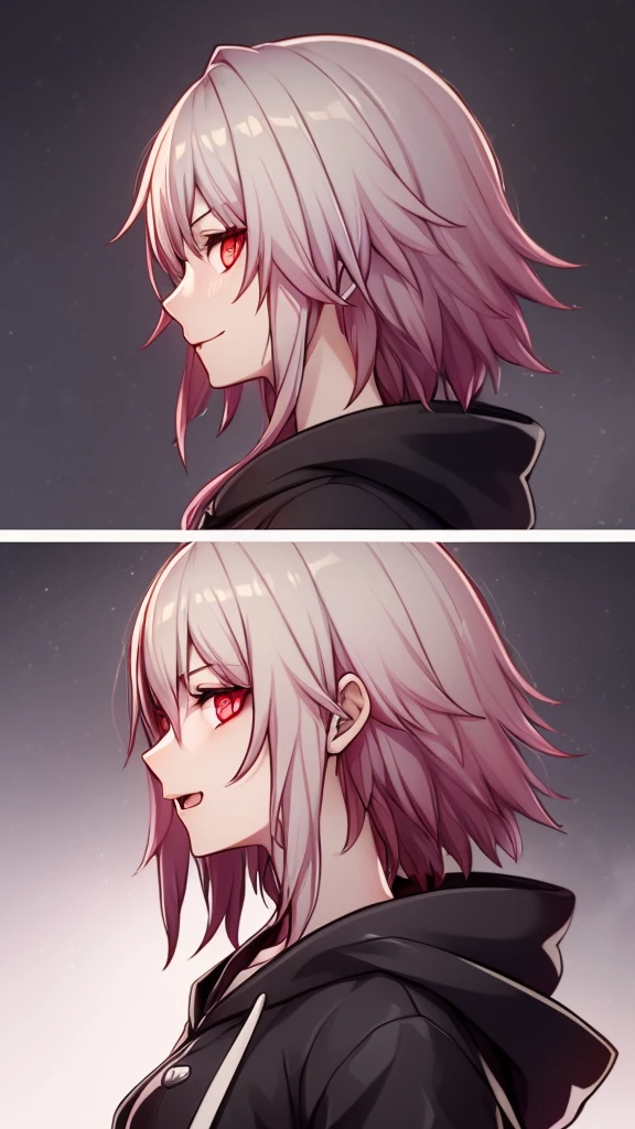 a dark red demon with horns and a hoodie, with red glowing eyes, red glowing eyes, evil smile and glowing eyes, the grim reapper, | demonic | horror themed, demon girl, grimdark vibes, evil glow, profile picture, helltaker, dark art style, villain wearing a red oni mask, with glowing red eyes, kk, best quality, more details, masterpiece, 1girl, kaneki ken, portrait, male focus, red eyes, solo, bangs, looking at viewer, hood, short hair, rain, tokyo tokyo \(hell\), hood up, nail polish, white hair, luxurious, 8k, detailed, ray tracing, depth of field, cinematic lighting, devil, demon, (((masterpiece)))、(((top-quality)))、((ultra-detailliert))、Vampires
