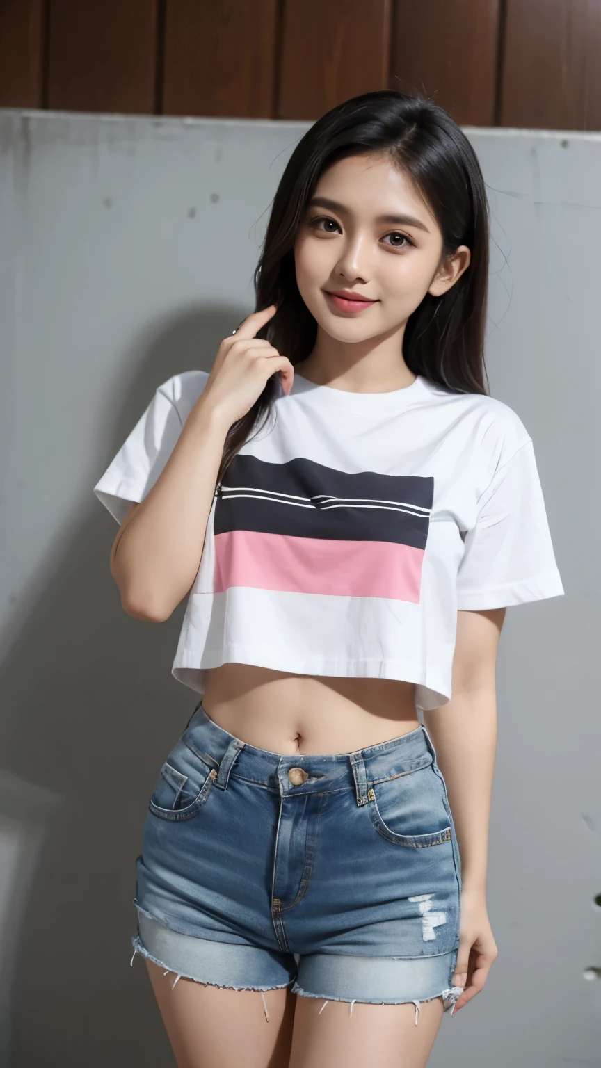 A cute malay girl, wearing crop too shirt, short pants, get to pee, can't hold anymore