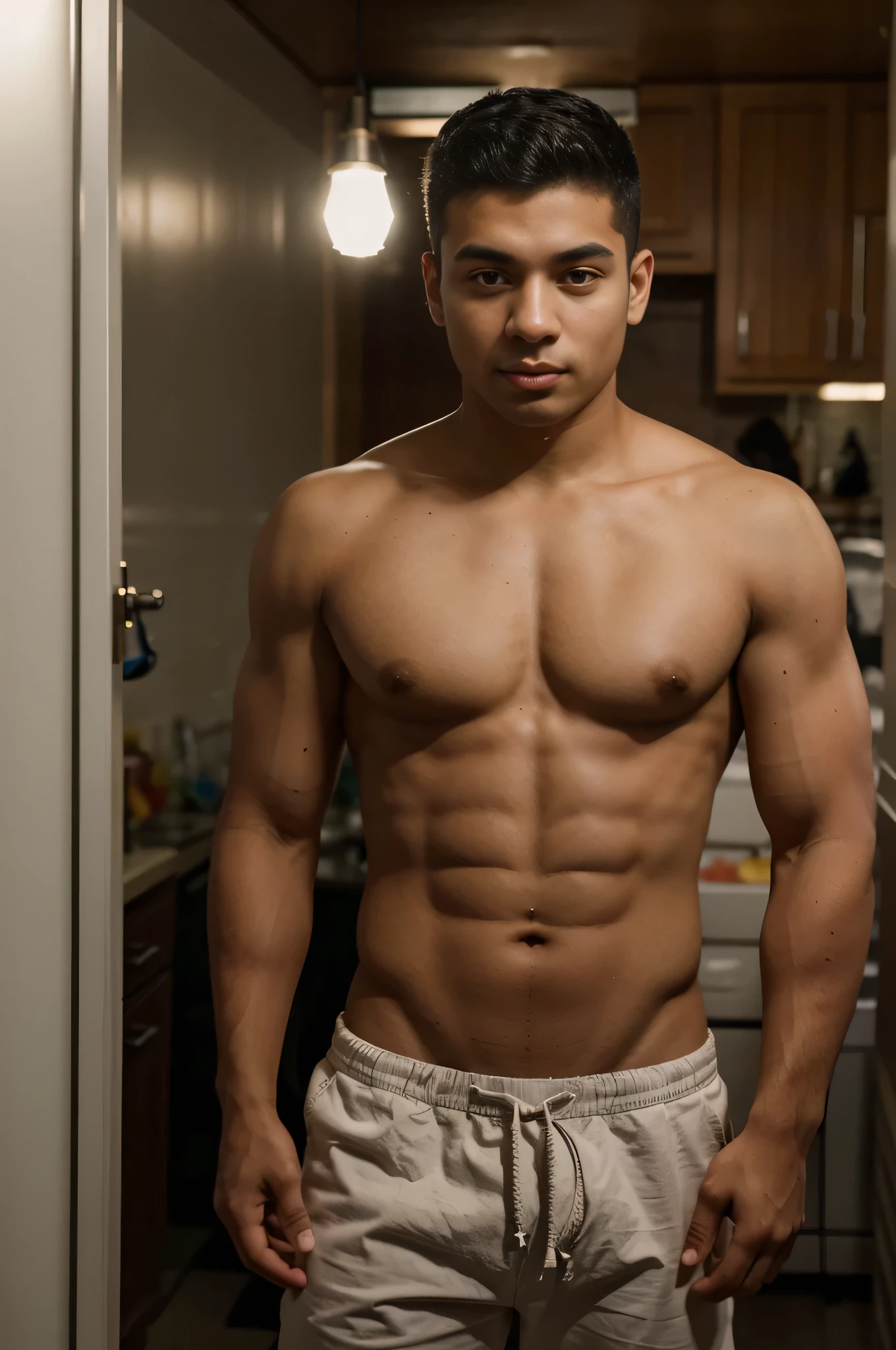 Russian mixed race man+indiano, 20 anos, extremamente bonito, looking-into-camera, 16k, UHD, perfect lighting, grain of film, altamente detalhado, foto de corpo inteiro