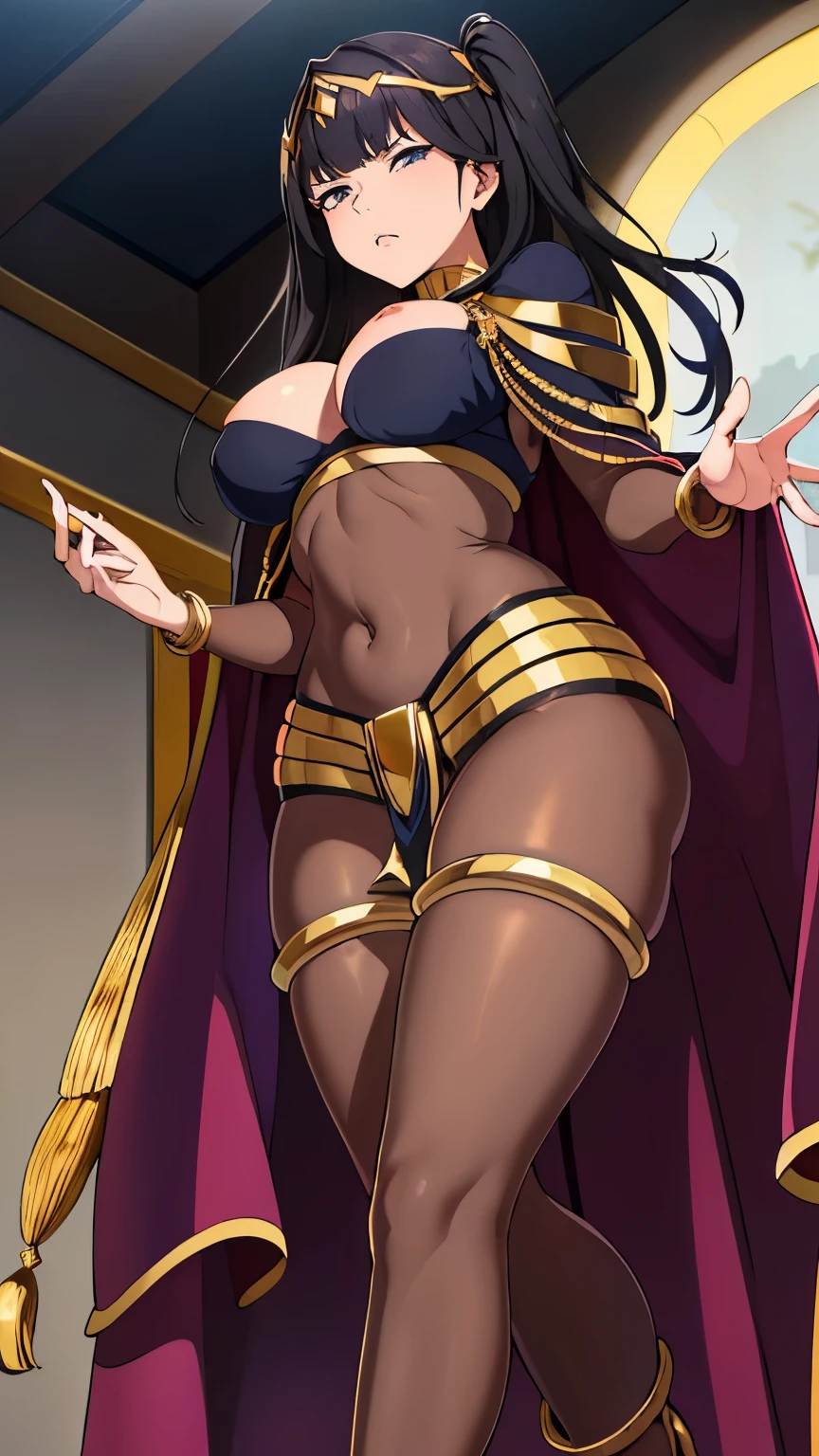 (the golden ratio,masutepiece, of the highest quality, ,footjob,Best Quality, Beautiful and aesthetic:1.2), ighly detailed, Colorful,highest details, (Adults,age19, Body stocking has gold lining, footjob,Gold collar, Gold loincloth, Hair Ornament, Cape, high-heels,Black full-body stockings, Black full-body stockings, Black full-body stockings, footjob,thighs thighs thighs thighs, TharjaV4, footjob,deride you,trampling you,footjob,displeased,from below,Knee striking