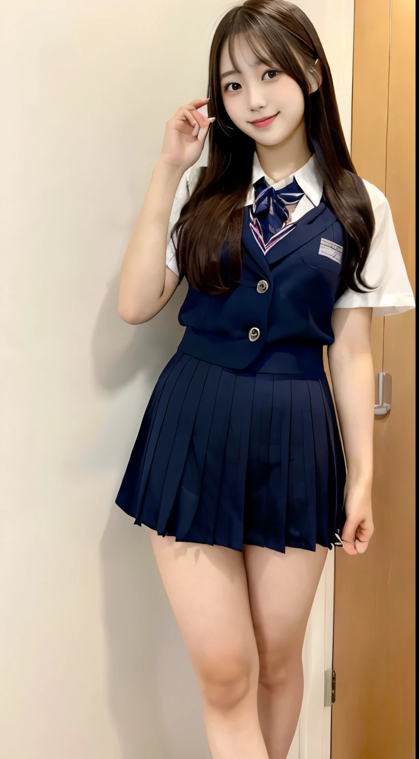 Japanese high school girl,20-year-old,The whole body is visible,Thighs look good