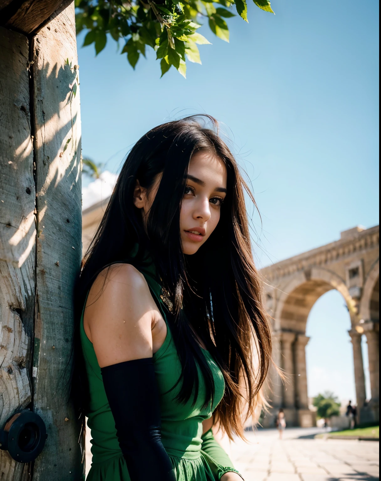 Egyptian woman on a green peak posing under a tree, Modelo de Instagram, 18 years old, Retrato Sophie Mudd, escote, Violeta Myers, 2 4 year old female model, Belleza asombrosa, Belleza asombrosa, 21-year-old, tetona, Kaitlyn Michelle Siragusa, 19 year old girl, 2