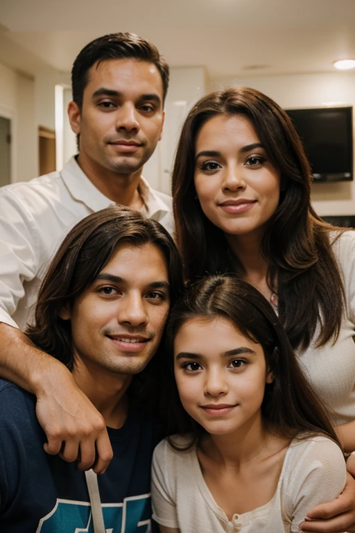 make a family with a husband and wife and daughter. be a Christian family. super realista. com caracteristicas brasileiras