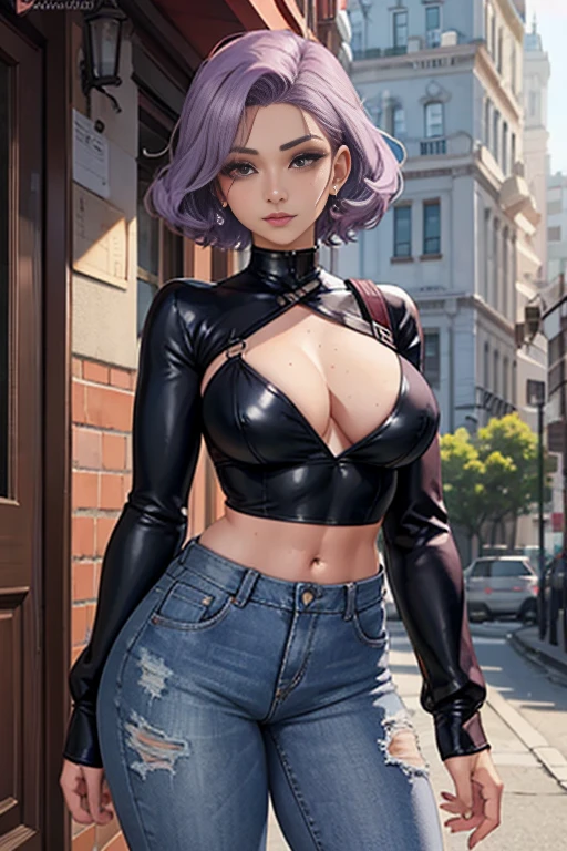 gwen tennyson,android 18,yorha 2b,samus aran,overwatch,atelier ryza,close up,yakuza mansion,dragon tattoos,white and gold plugsuit,black long sleeve sport top,chain wallet,sleeveless short denim jacket,tight denim skirt,steel full pantyhose,short hair,punk makeup,blue eyes,multicolored silver hair, punk gloves,sexy smile,freckles,beautiful girl,brown cowboy boots,large breasts,8k,ultra detailed,realistic,fantasy art,hair pin,wet body,ear piercings,(weather:rainy),1girl, gold neck, hand, waist and head jewelry,