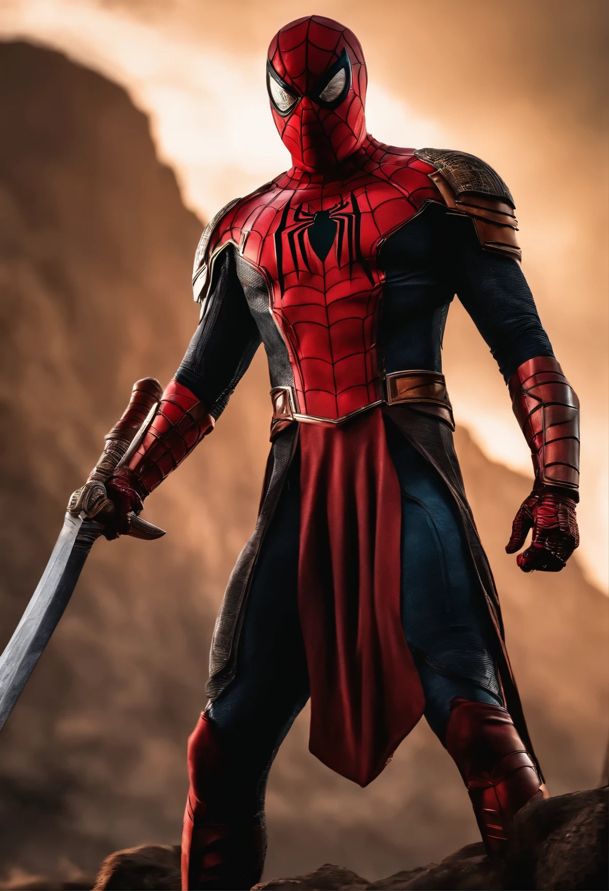 Spiderman as spartan warrior, fighting , bloody armor, epic, 8k