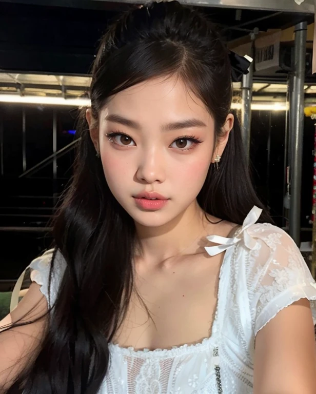 Asian woman with long black hair in a white dress, maquillaje popular de corea del sur, jennie blackpink, maquillaje coreano popular, Parque Roseanne de Blackpink, jossi hacer blackpink, Retrato de Blackpink Jossi, pale korean adorable face, ulzzang, Lalisa Manoban de Blackpink, Lalisa Manobal, Jinyoung Canela, Young cute pale asian face