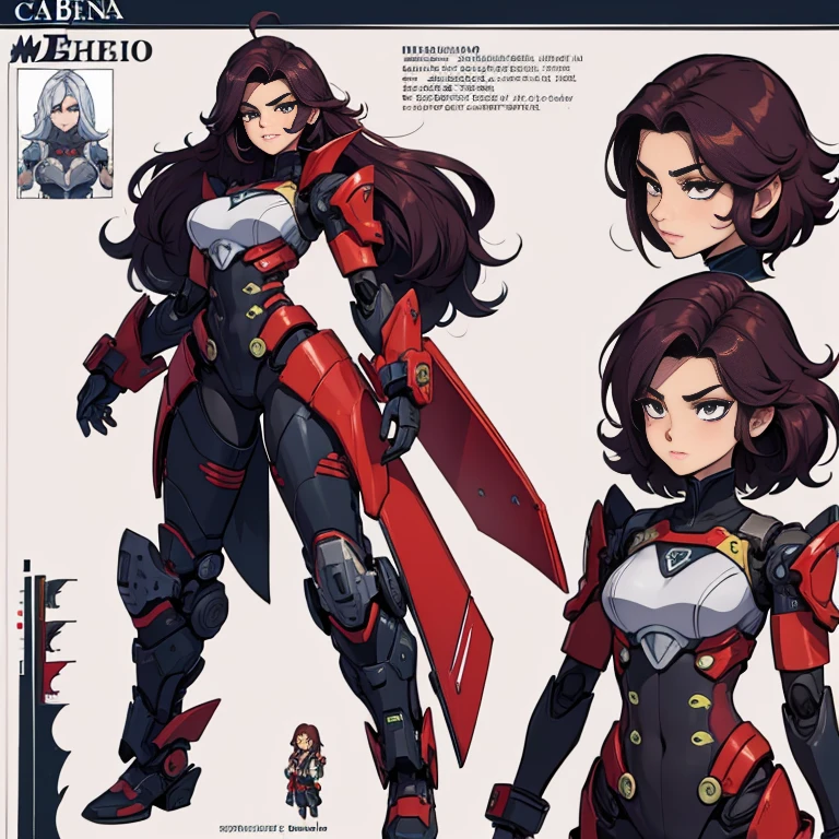 Garota, cabelo vermelho, robo de cabalo,model sheet