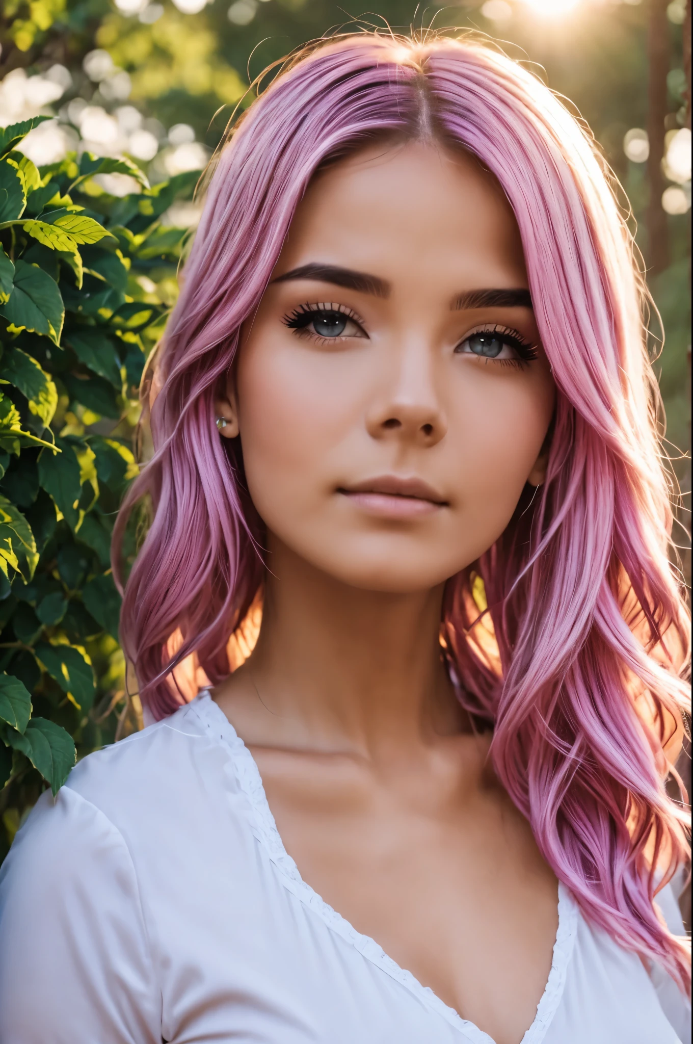 celeste, pink hair, portrait