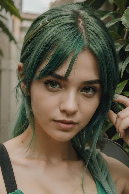 SAME GIRL, SAME FACE, GREEN HAIR, CASACO DE CABEDAL