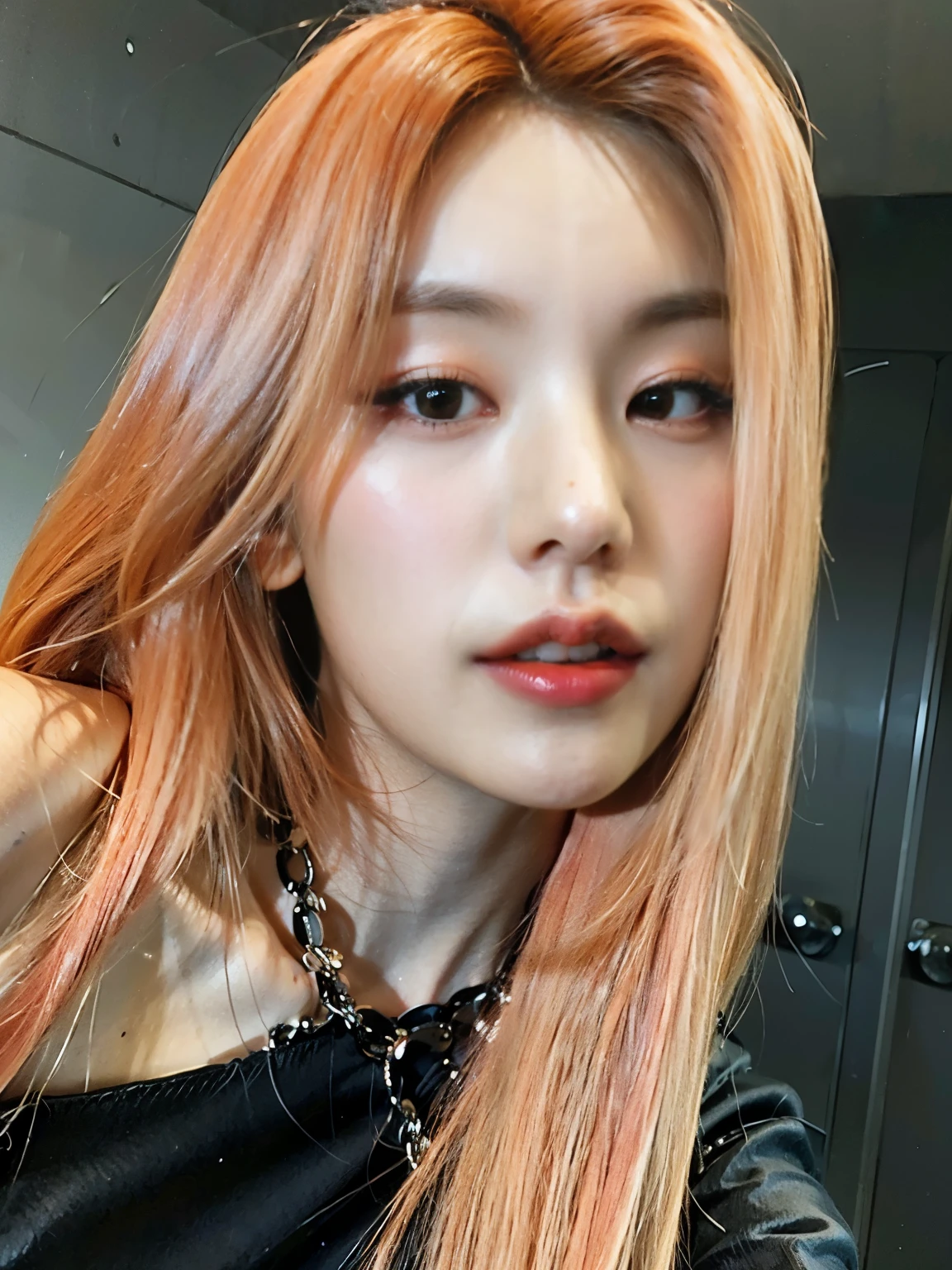 un primer plano de una mujer con el pelo largo y rojo con una blusa negra, parque roseanne de blackpink, portrait of jossi de blackpink, jossi de blackpink, retrato de jisoo rosa negro, jisoo de blackpink, kim doyoung, Jinyoung Shin, Jisoo de Blackpink, sol yunjoo, ella tiene el pelo largo y renaranjado, heonhwa choe, Lalisa Manobal