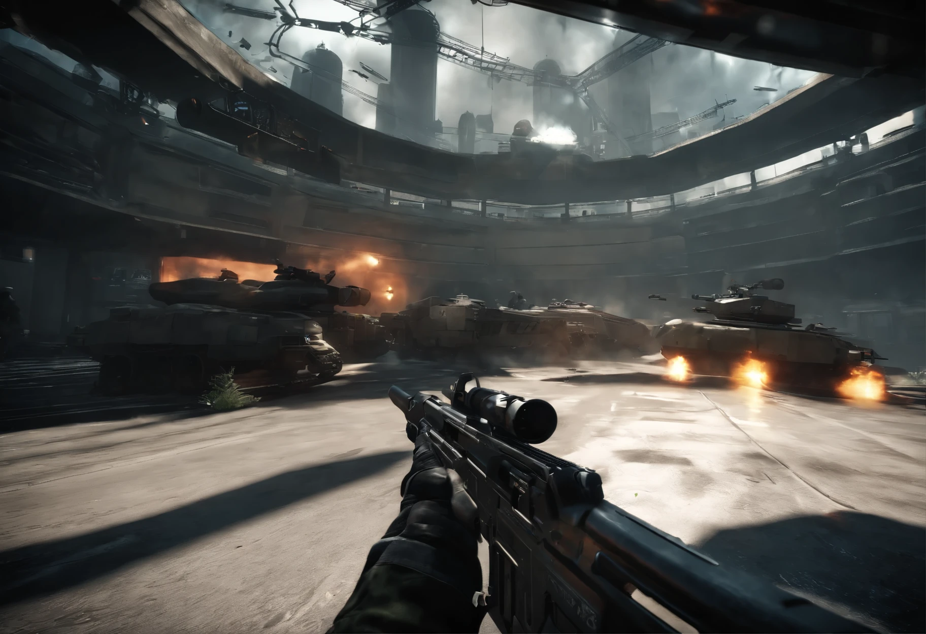 Battlefield 3, Cyberpunk style, with name "Battlefield 3", POV of first person shootet, FPS game