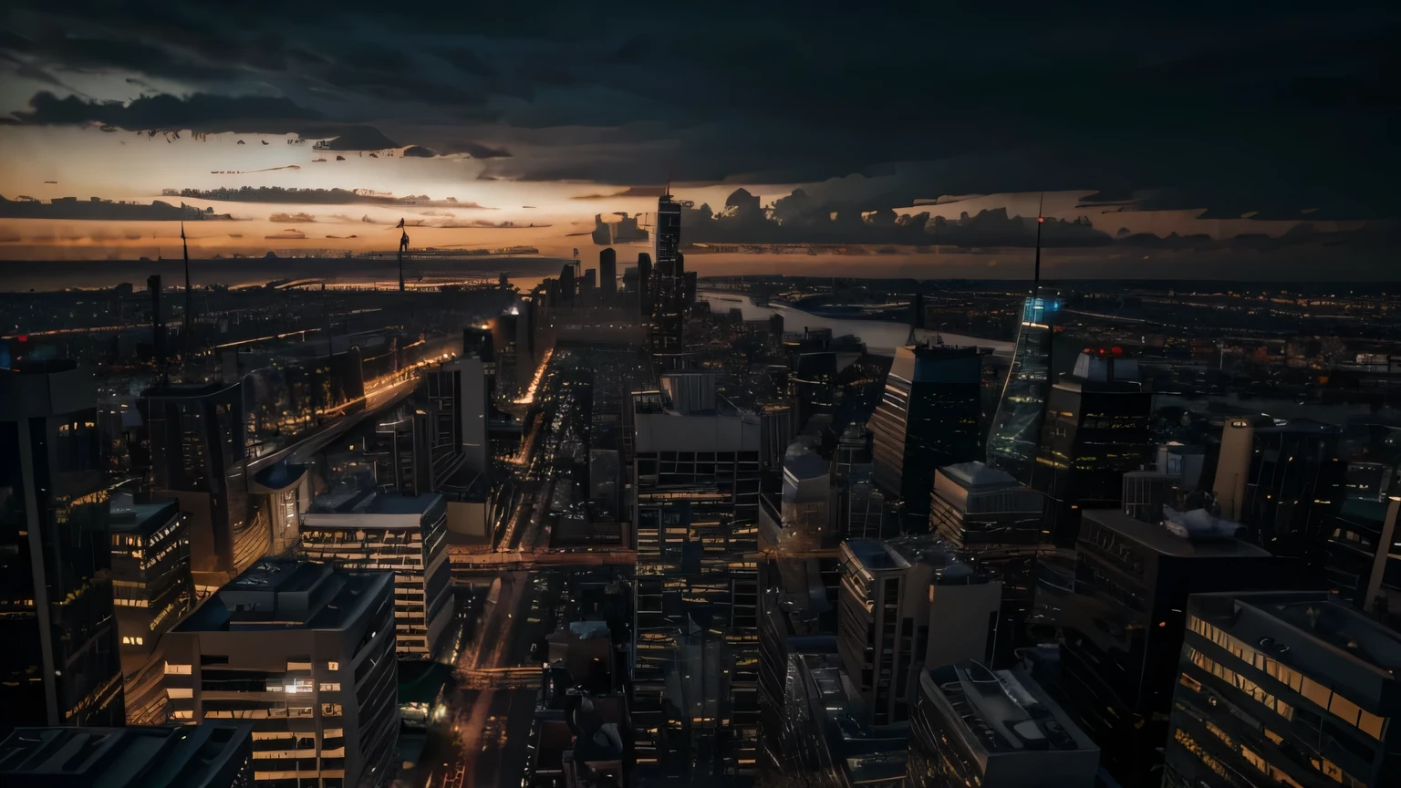 A closing shot of the city skyline at dusk, with lingering shadows hinting at unresolved mysteries, Mystery, Detective style, Super realistic, ultra HD, high resonant, cinematic, 8k, high detailed, detailed faces,
