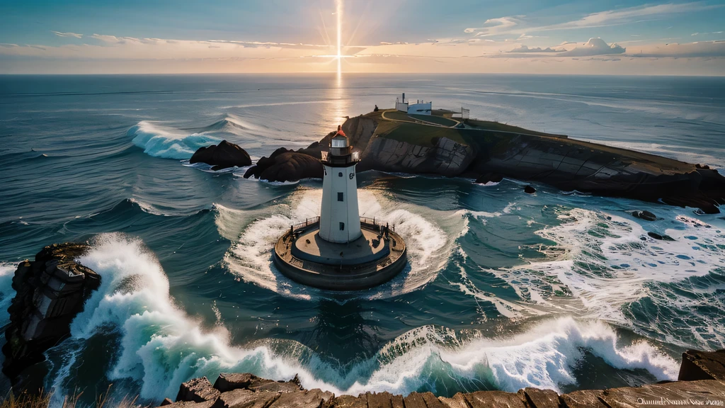 A lighthouse emitting optimism beams, illustrating the positive perspective towards change.