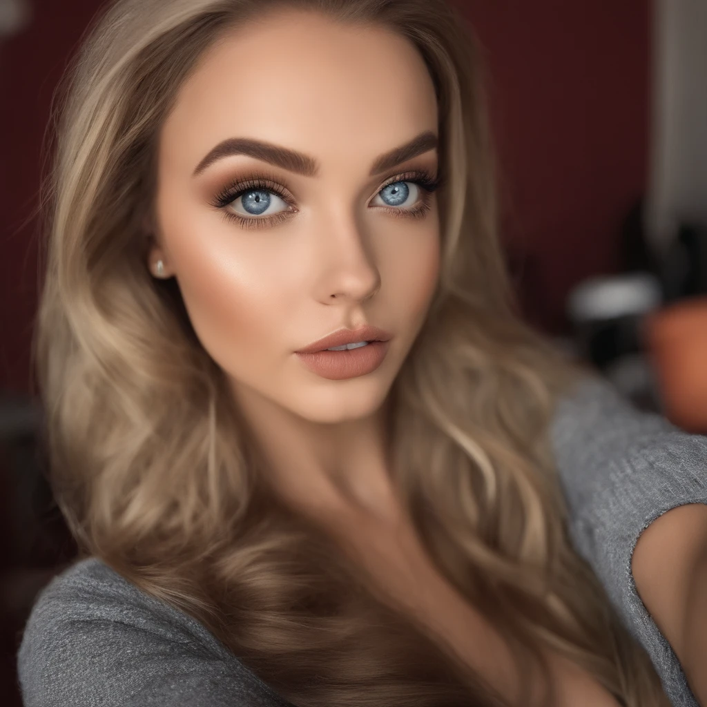 arafed frau voll , Sexy girl with blue eyes, Ultrarealistisch, Akribisch detailliert, Portrait of Sophie Mudd, blonde hair and big eyes, Selfie of a age girl, Schlafzimmer Augen, Olivia Dunne, ohne Makeup, natural makeup, direkt in die Kamera schauen, Gesicht mit Artgram, dezentes Make-up, breathtaking full body shot, An einer bar, small bust;