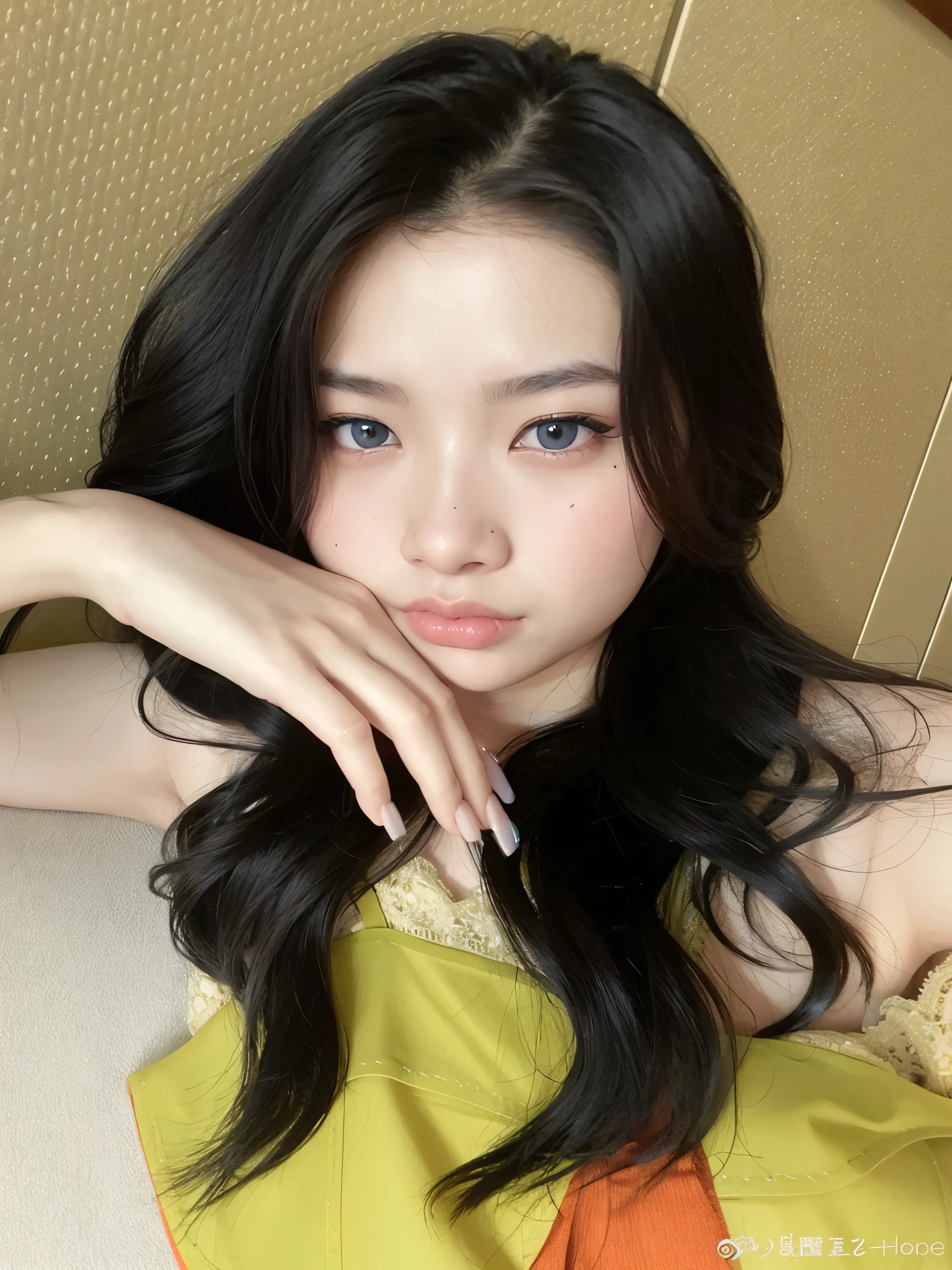 Arafed Asian woman with long black hair and blue eyes, jennie blackpink, fair and pale skin!!, Ulzzang, beautiful asian girl, jaeyeon nam, lindo rosto delicado, com lindos olhos apaixonados, adorable and pale korean face, 18 anos de idade, young pale and beautiful asian face, com cara fofa - linda, linda mulher sul-coreana, ivory pale skin