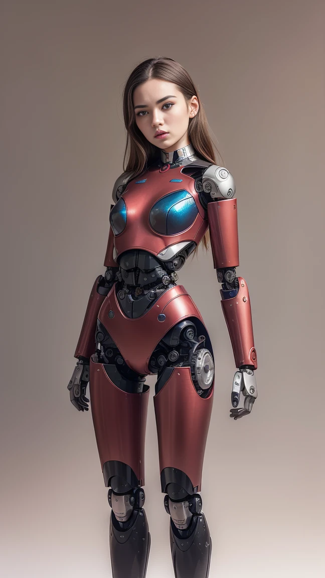 (Photorealsitic:1.4)、one robot woman、(top-quality)、(hyperdetailed face)、(Super well-formed face)、(Robot Parts)、(Female-Robot)、(25 years-old)、(Blue)、(pink there)、(Burgundy)、(metallic)、(full-body)、(sexy pose)、(Slender body)、(Model body type)、(full body mech)、(mechanical exposure)、(Akihabara)、(is looking at the camera)、(A dark-haired)、(Well-proportioned lady)、(a small face)、(a small head)、(well-groomed fingers)、(Idol)、(front facing)、(Standing with legs open)、(Photo session)、(Looks sad)、(perfect-female-robot)、(perfect-mechanical-body)